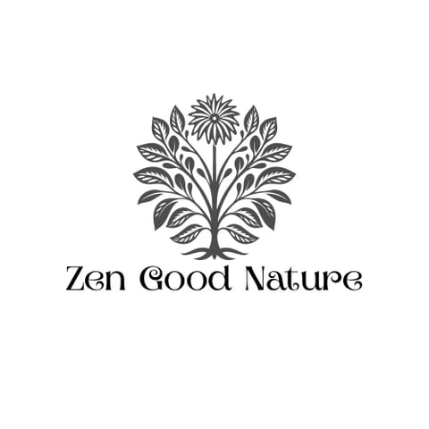 Zen Good Nature logo featuring a stylized tree with flower bloom and leaves in gray line art style